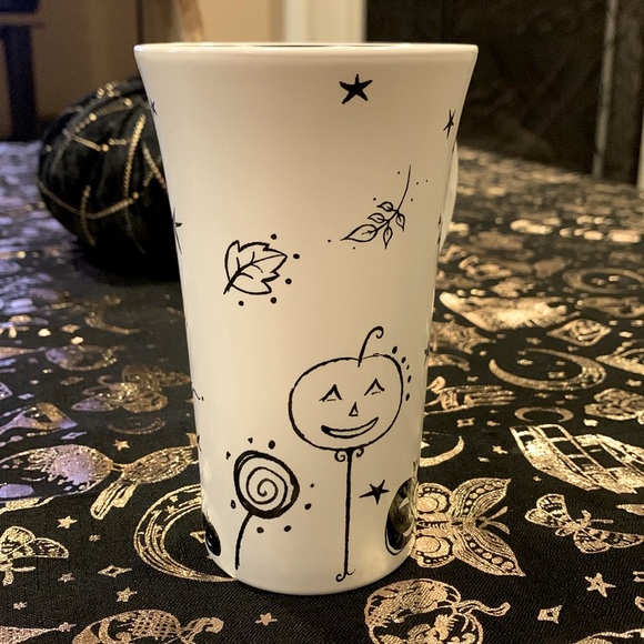 6" Halloween Black White Coffee Mug Trick Or Treat 14Oz Pumpkins 2007 Starbucks - Picture 5 of 5